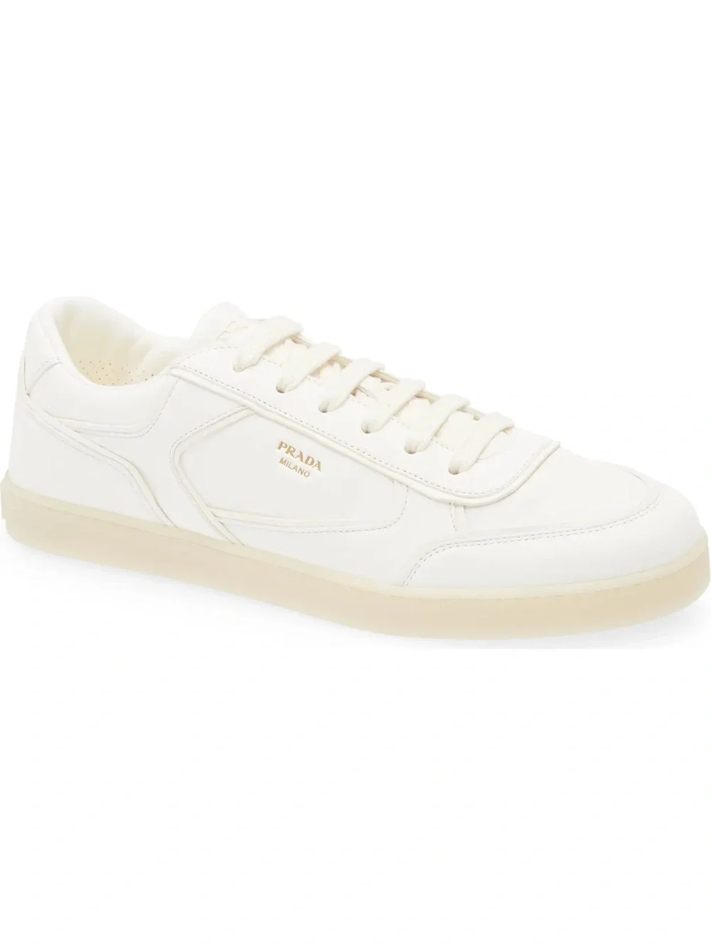 Prada White Low-Top Leather Sneaker